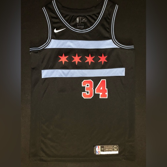 Nike Wendell Carter Jr Chicago Bulls #34 Black Chicago Flag City